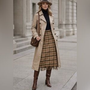 Vintage Wool Plaid Maxi Skirt Size Large